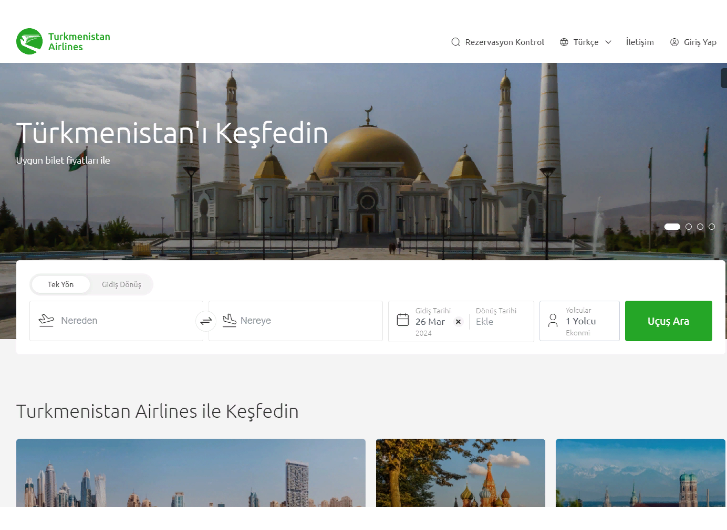 Türkiýede «Turkmenistan Airlines» awiakompaniýasynyň resmi saýty işe girizildi